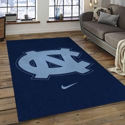 ncaa north carolina tar heels college sport basketball and foolball team logo rectangle area rug dark room ncth08