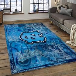 ncaa north carolina tar heels college sport basketball and foolball team logo rectangle area rug dark room ncth15