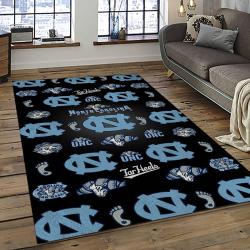 ncaa north carolina tar heels college sport basketball and foolball team logo rectangle area rug dark room ncth16