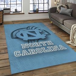 ncaa north carolina tar heels college sport basketball and foolball team logo rectangle area rug dark room ncth17