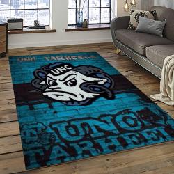 ncaa north carolina tar heels college sport basketball and foolball team logo rectangle area rug dark room ncth26