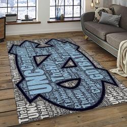 ncaa north carolina tar heels college sport basketball and foolball team logo rectangle area rug dark room ncth29