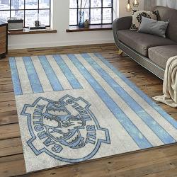 ncaa north carolina tar heels college sport basketball and foolball team logo rectangle area rug dark room ncth39