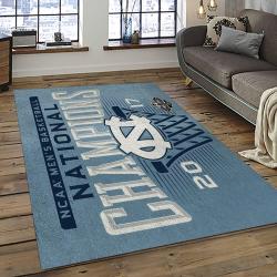 ncaa north carolina tar heels college sport basketball and foolball team logo rectangle area rug dark room ncth44