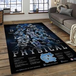 ncaa north carolina tar heels college sport basketball and foolball team logo rectangle area rug dark room ncth46