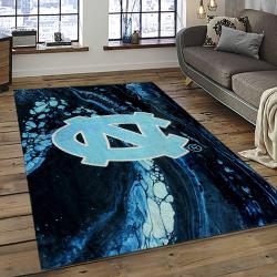 ncaa north carolina tar heels college sport basketball and foolball team logo rectangle area rug dark room ncth48