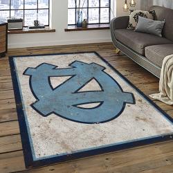 ncaa north carolina tar heels college sport basketball and foolball team logo rectangle area rug dark room ncth50