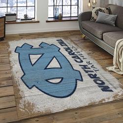 ncaa north carolina tar heels college sport basketball and foolball team logo rectangle area rug dark room ncth51