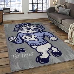 ncaa north carolina tar heels college sport basketball and foolball team logo rectangle area rug dark room ncth53