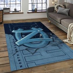 ncaa north carolina tar heels college sport basketball and foolball team logo rectangle area rug dark room ncth58