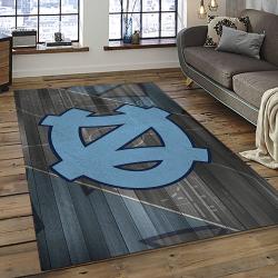 ncaa north carolina tar heels college sport basketball and foolball team logo rectangle area rug dark room ncth59