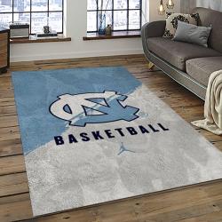 ncaa north carolina tar heels college sport basketball and foolball team logo rectangle area rug dark room ncth69