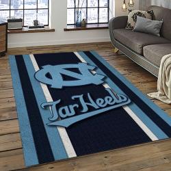 ncaa north carolina tar heels college sport basketball and foolball team logo rectangle area rug dark room ncth78