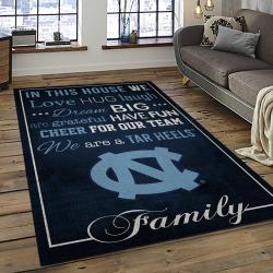 ncaa north carolina tar heels college sport basketball and foolball team logo rectangle area rug dark room ncth79