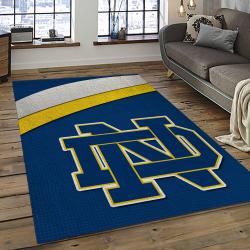 ncaa notre dame fighting sport basketball and foolball team logo rectangle area rug dark room ndf01