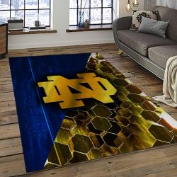 ncaa notre dame fighting sport basketball and foolball team logo rectangle area rug dark room ndf02