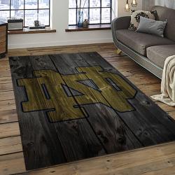 ncaa notre dame fighting sport basketball and foolball team logo rectangle area rug dark room ndf03