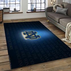 ncaa notre dame fighting sport basketball and foolball team logo rectangle area rug dark room ndf06