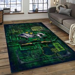 ncaa notre dame fighting sport basketball and foolball team logo rectangle area rug dark room ndf07