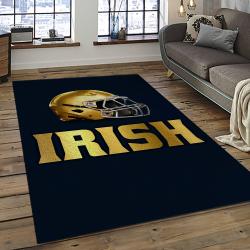 ncaa notre dame fighting sport basketball and foolball team logo rectangle area rug dark room ndf09
