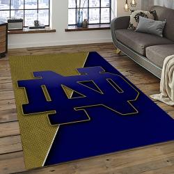 ncaa notre dame fighting sport basketball and foolball team logo rectangle area rug dark room ndf12