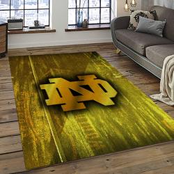 ncaa notre dame fighting sport basketball and foolball team logo rectangle area rug dark room ndf18