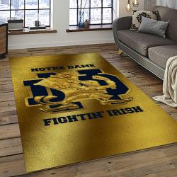 ncaa notre dame fighting sport basketball and foolball team logo rectangle area rug dark room ndf21