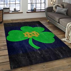 ncaa notre dame fighting sport basketball and foolball team logo rectangle area rug dark room ndf26