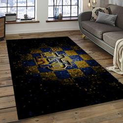 ncaa notre dame fighting sport basketball and foolball team logo rectangle area rug dark room ndf28