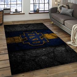 ncaa notre dame fighting sport basketball and foolball team logo rectangle area rug dark room ndf29