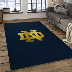ncaa notre dame fighting sport basketball and foolball team logo rectangle area rug dark room ndf31