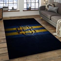ncaa notre dame fighting sport basketball and foolball team logo rectangle area rug dark room ndf32