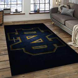 ncaa notre dame fighting sport basketball and foolball team logo rectangle area rug dark room ndf33