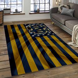 ncaa notre dame fighting sport basketball and foolball team logo rectangle area rug dark room ndf36
