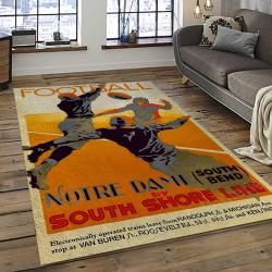 ncaa notre dame fighting sport basketball and foolball team logo rectangle area rug dark room ndf39