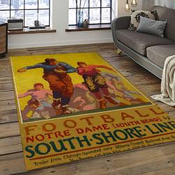 ncaa notre dame fighting sport basketball and foolball team logo rectangle area rug dark room ndf40