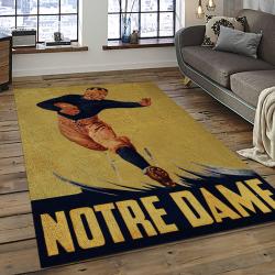 ncaa notre dame fighting sport basketball and foolball team logo rectangle area rug dark room ndf41