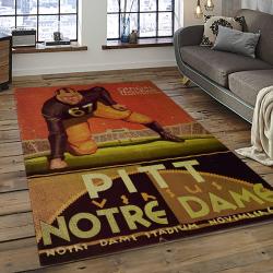 ncaa notre dame fighting sport basketball and foolball team logo rectangle area rug dark room ndf43