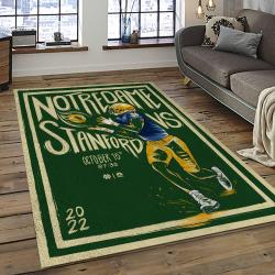 ncaa notre dame fighting sport basketball and foolball team logo rectangle area rug dark room ndf44