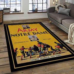 ncaa notre dame fighting sport basketball and foolball team logo rectangle area rug dark room ndf45