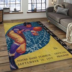 ncaa notre dame fighting sport basketball and foolball team logo rectangle area rug dark room ndf47