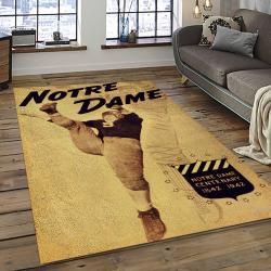 ncaa notre dame fighting sport basketball and foolball team logo rectangle area rug dark room ndf52