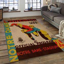 ncaa notre dame fighting sport basketball and foolball team logo rectangle area rug dark room ndf58