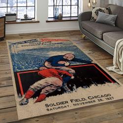 ncaa notre dame fighting sport basketball and foolball team logo rectangle area rug dark room ndf60
