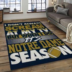 ncaa notre dame fighting sport basketball and foolball team logo rectangle area rug dark room ndf63