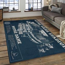 ncaa notre dame fighting sport basketball and foolball team logo rectangle area rug dark room ndf64