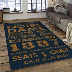 ncaa notre dame fighting sport basketball and foolball team logo rectangle area rug dark room ndf65