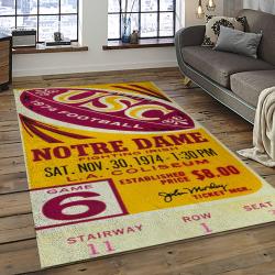 ncaa notre dame fighting sport basketball and foolball team logo rectangle area rug dark room ndf68
