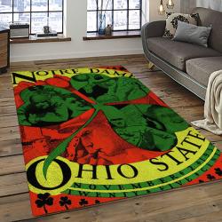 ncaa notre dame fighting sport basketball and foolball team logo rectangle area rug dark room ndf73