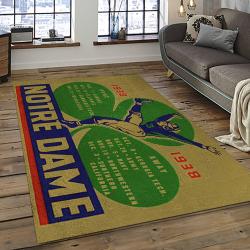 ncaa notre dame fighting sport basketball and foolball team logo rectangle area rug dark room ndf77
